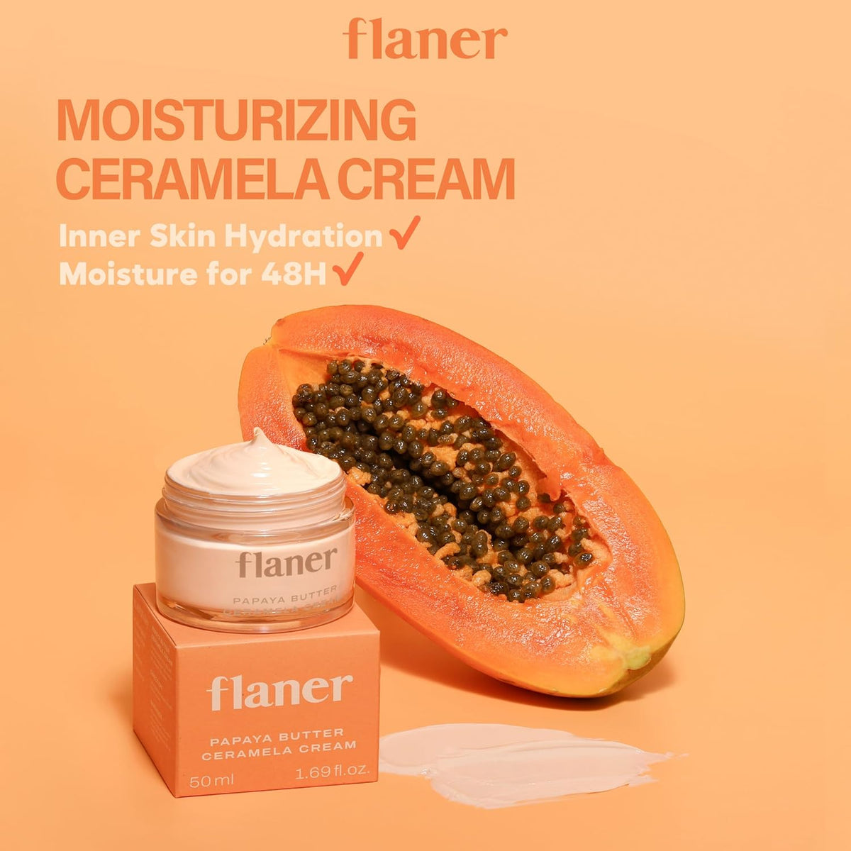 [ Flaner ] Papaya Ceramela Moisturizer Cream 1.69 fl.oz