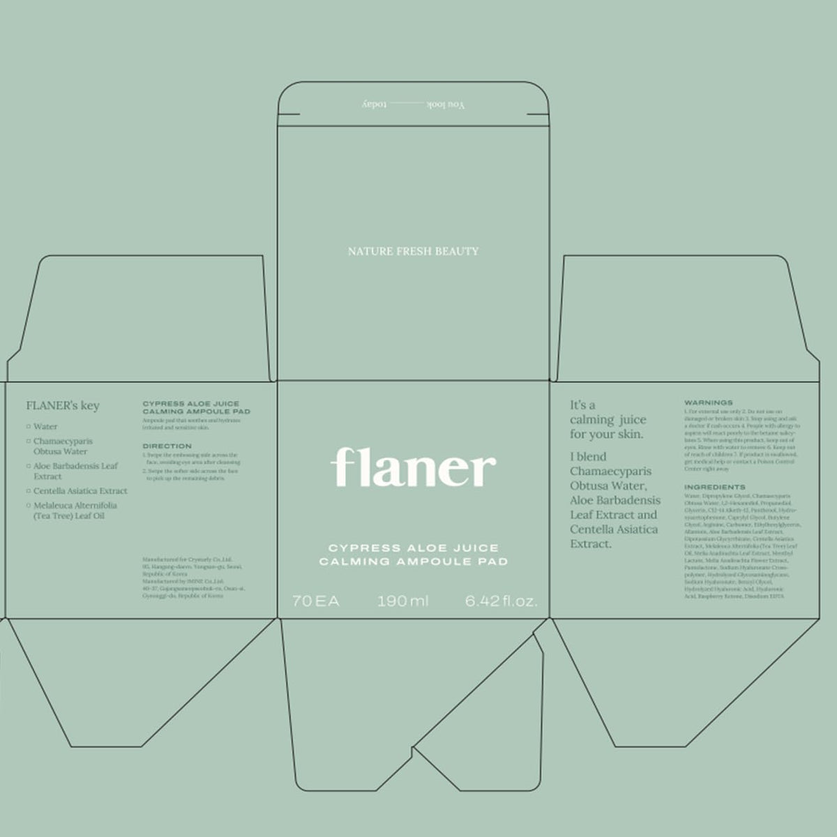 [ Flaner ] Cypress Aloe Calming Toner Pads 70 Sheets
